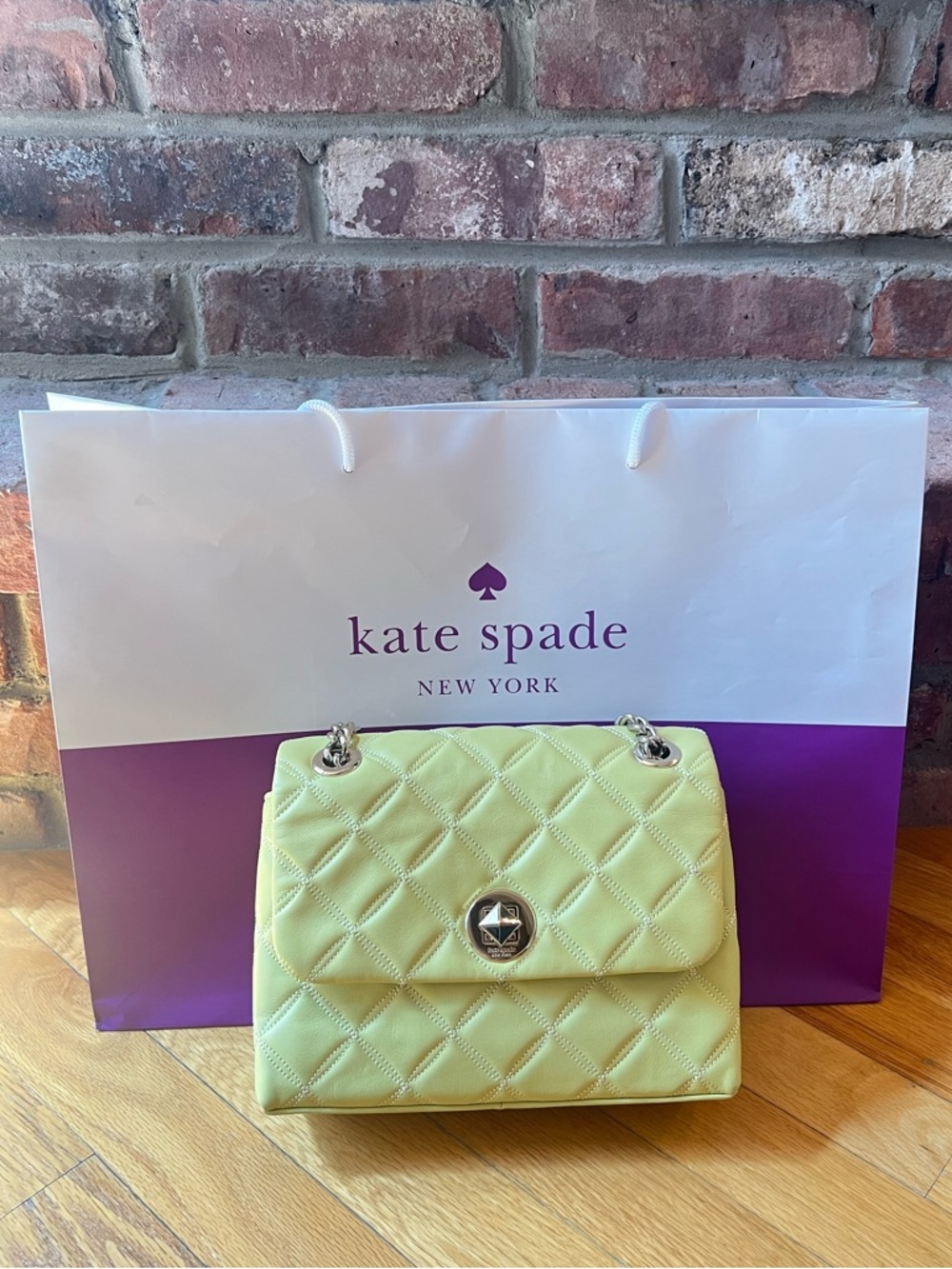 Kate Spade Yellow Green Frosty Lime Natalia Small Flap Crossbody - Picture 3 of 13